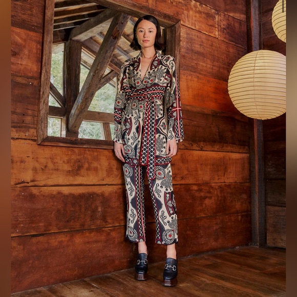 Farm Rio Black Passion Scarf Pants - Picture 1 of 10